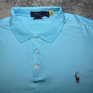 Polo Ralph Lauren Custom Slim Fit Men's Light Blue Short Sleeve SZ XL Flesh Pony